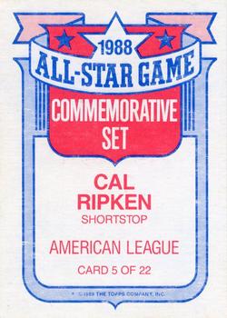 1989 Topps - Glossy All-Stars #5 Cal Ripken Back