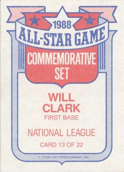 1989 Topps - Glossy All-Stars #13 Will Clark Back