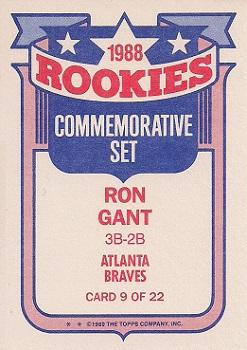 1989 Topps - Glossy Rookies #9 Ron Gant Back