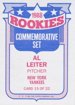1989 Topps - Glossy Rookies #15 Al Leiter Back