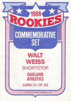 1989 Topps - Glossy Rookies #21 Walt Weiss Back