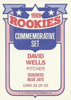1989 Topps - Glossy Rookies #22 David Wells Back