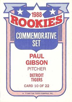 1989 Topps - Glossy Rookies #10 Paul Gibson Back