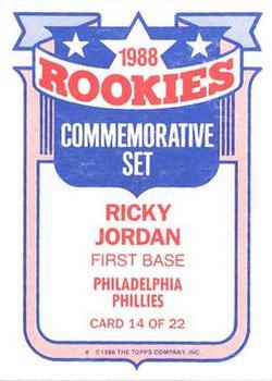 1989 Topps - Glossy Rookies #14 Ricky Jordan Back
