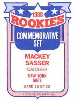 1989 Topps - Glossy Rookies #19 Mackey Sasser Back