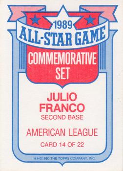1990 Topps - Glossy All-Stars #14 Julio Franco Back