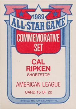 1990 Topps - Glossy All-Stars #16 Cal Ripken Back