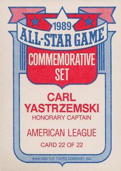 1990 Topps - Glossy All-Stars #22 Carl Yastrzemski Back