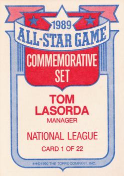 1990 Topps - Glossy All-Stars #1 Tom Lasorda Back