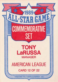1990 Topps - Glossy All-Stars #12 Tony LaRussa Back
