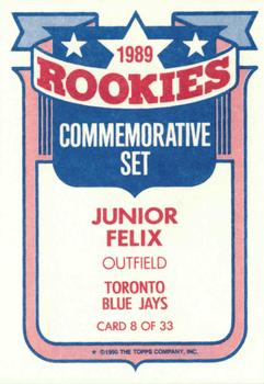 1990 Topps - Glossy Rookies #8 Junior Felix Back