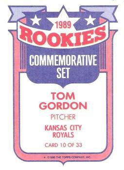 1990 Topps - Glossy Rookies #10 Tom Gordon Back