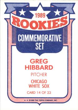 1990 Topps - Glossy Rookies #14 Greg Hibbard Back