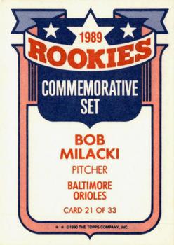 1990 Topps - Glossy Rookies #21 Bob Milacki Back