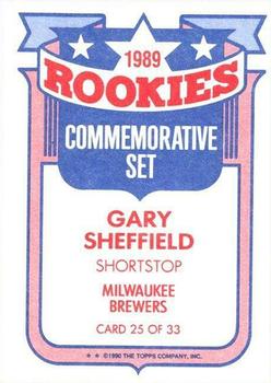 1990 Topps - Glossy Rookies #25 Gary Sheffield Back
