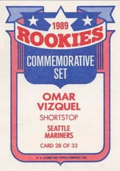 1990 Topps - Glossy Rookies #28 Omar Vizquel Back