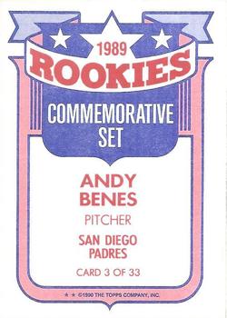 1990 Topps - Glossy Rookies #3 Andy Benes Back