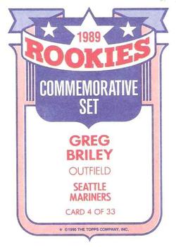 1990 Topps - Glossy Rookies #4 Greg Briley Back
