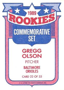 1990 Topps - Glossy Rookies #22 Gregg Olson Back