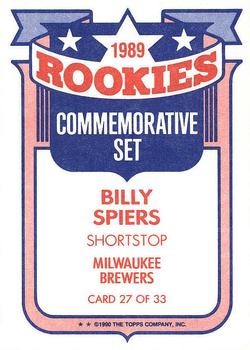 1990 Topps - Glossy Rookies #27 Billy Spiers Back