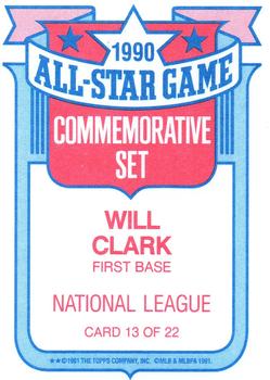 1991 Topps - Glossy All-Stars #13 Will Clark Back