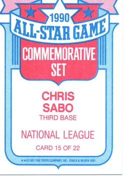 1991 Topps - Glossy All-Stars #15 Chris Sabo Back