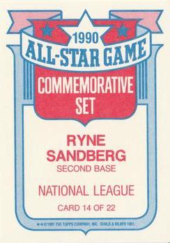 1991 Topps - Glossy All-Stars #14 Ryne Sandberg Back