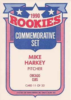 1991 Topps - Glossy Rookies #11 Mike Harkey Back