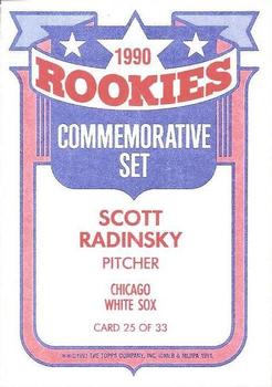 1991 Topps - Glossy Rookies #25 Scott Radinsky Back