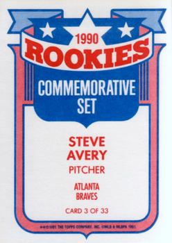1991 Topps - Glossy Rookies #3 Steve Avery Back