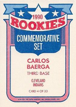 1991 Topps - Glossy Rookies #4 Carlos Baerga Back