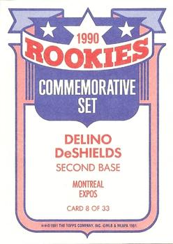 1991 Topps - Glossy Rookies #8 Delino DeShields Back