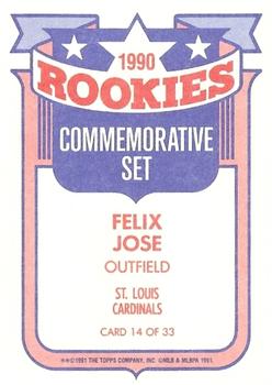 1991 Topps - Glossy Rookies #14 Felix Jose Back