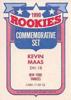 1991 Topps - Glossy Rookies #17 Kevin Maas Back