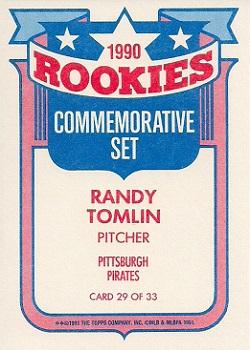 1991 Topps - Glossy Rookies #29 Randy Tomlin Back