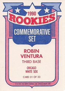1991 Topps - Glossy Rookies #31 Robin Ventura Back