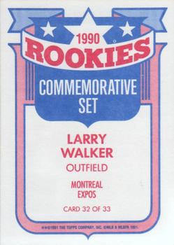 1991 Topps - Glossy Rookies #32 Larry Walker Back