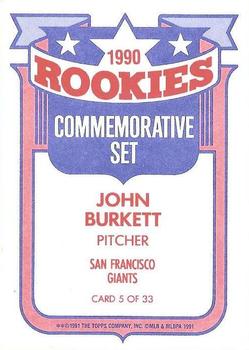 1991 Topps - Glossy Rookies #5 John Burkett Back