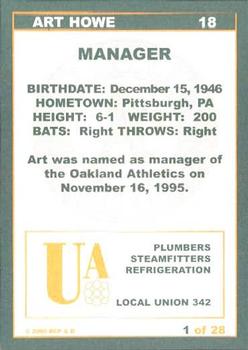 2000 Plumbers Union Oakland Athletics #1 Art Howe Back