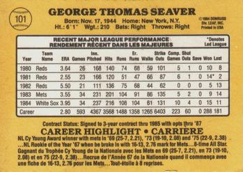 1985 Leaf #101 Tom Seaver Back