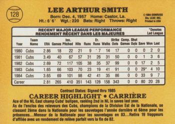 1985 Leaf #128 Lee Smith Back