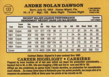 1985 Leaf #133 Andre Dawson Back