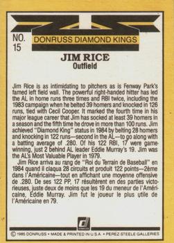 1985 Leaf #15 Jim Rice Back