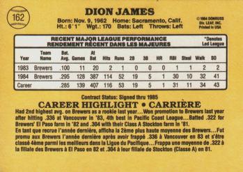 1985 Leaf #162 Dion James Back