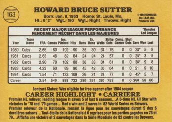 1985 Leaf #163 Bruce Sutter Back