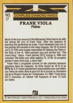 1985 Leaf #17 Frank Viola Back