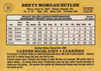 1985 Leaf #186 Brett Butler Back