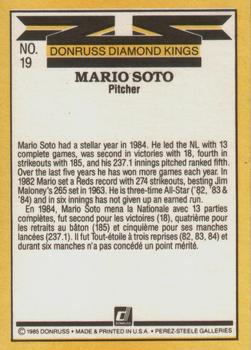 1985 Leaf #19 Mario Soto Back