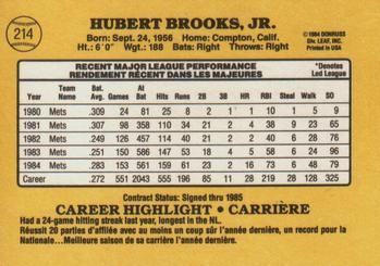 1985 Leaf #214 Hubie Brooks Back