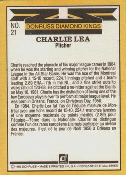 1985 Leaf #21 Charlie Lea Back